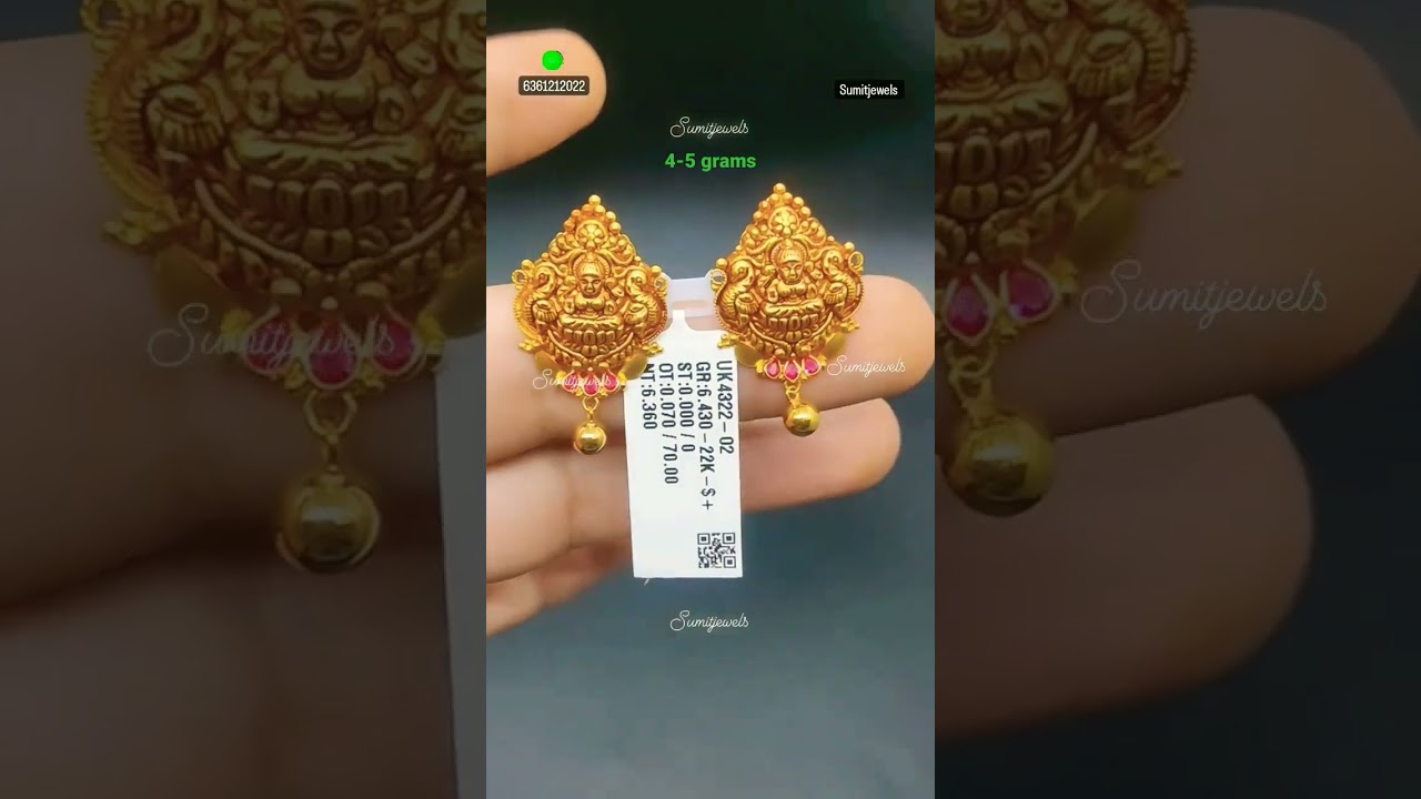 👌only 4 grams gold earrings designs/light weight daily wear earrings/fancy earrings