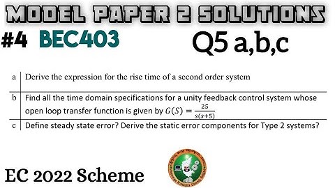 #4 Control System Q5 a,b,c Model Paper 2 Solution 4th Sem ECE 2022 Scheme VTU BEC403