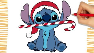 Como Dibujar a STITCH NAVIDEÑA I paso a paso I muy fácil