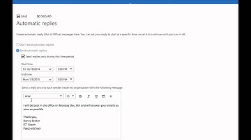 Auto Replies Office 365