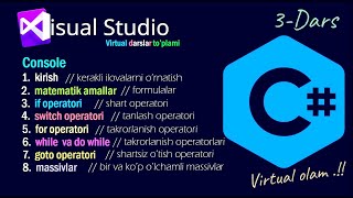 Visual Studio C#  switch operatori (3-dars)