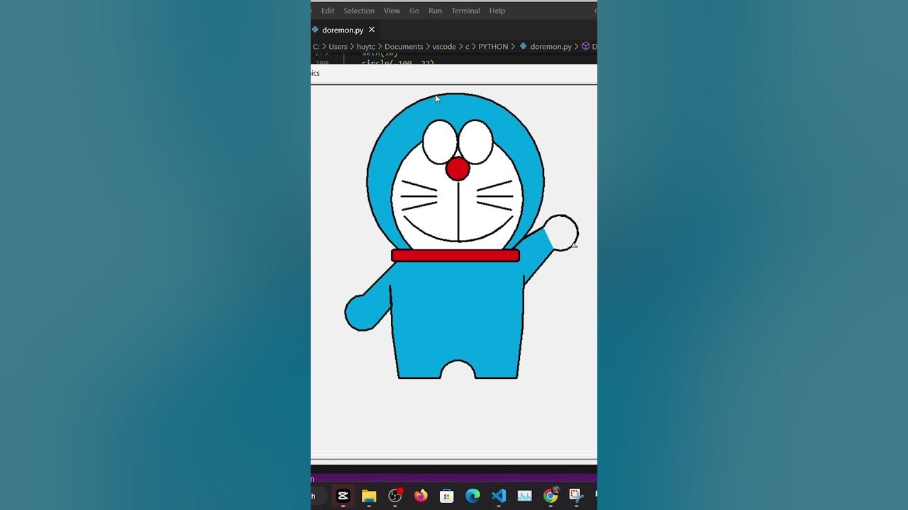 Code v doraemon b ng python draw doraemon with python shorts youtube