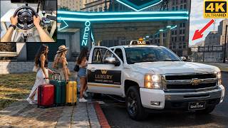 Private Taxi Driving Job in Chevy Silverado GMT900 | Steering Wheel Game screenshot 4
