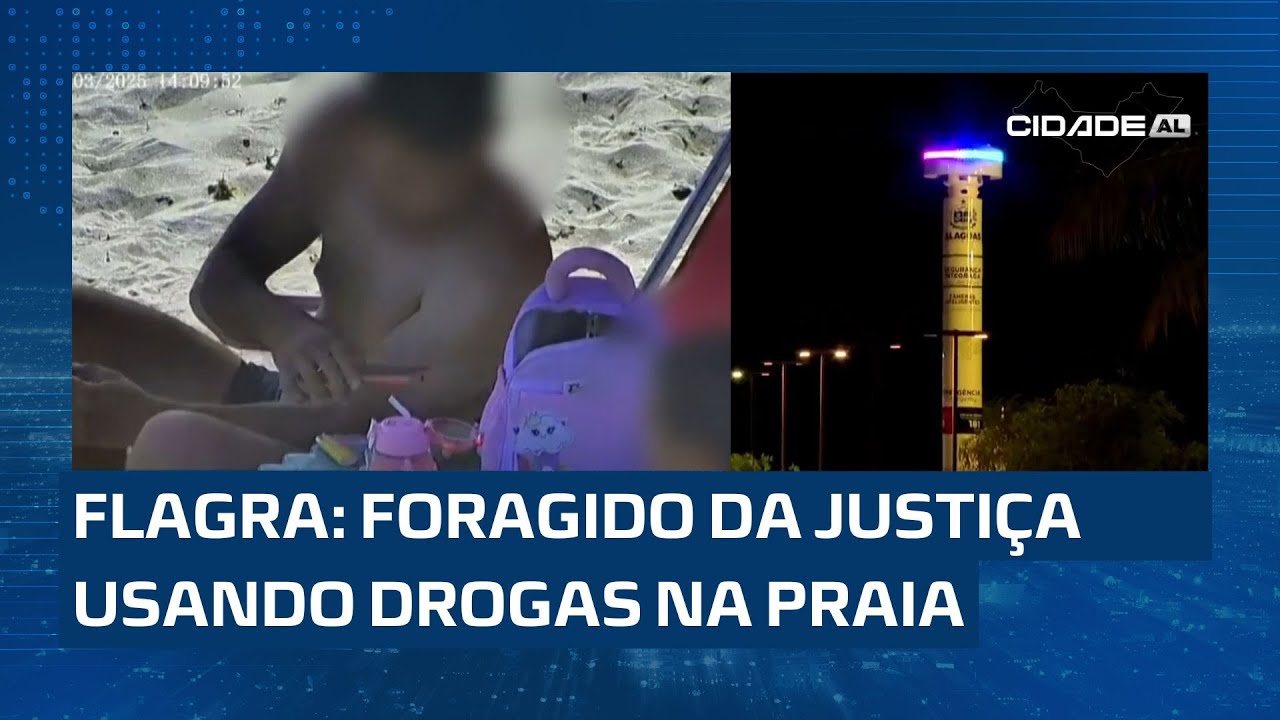 Totem de segurança flagra foragido ssando drogas em praia de Maceió!