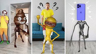 Siren Head Team vs Rainbow Friends vs Pacman and SCP in real life | Compilation VFX #shorts