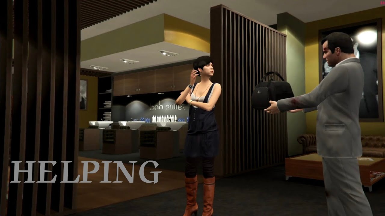 Micheal Helped Hair Cutting Shop !! GTA 5 RANDOM EVENT