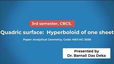 Quadric Surface: Hyperboloid of One Sheet