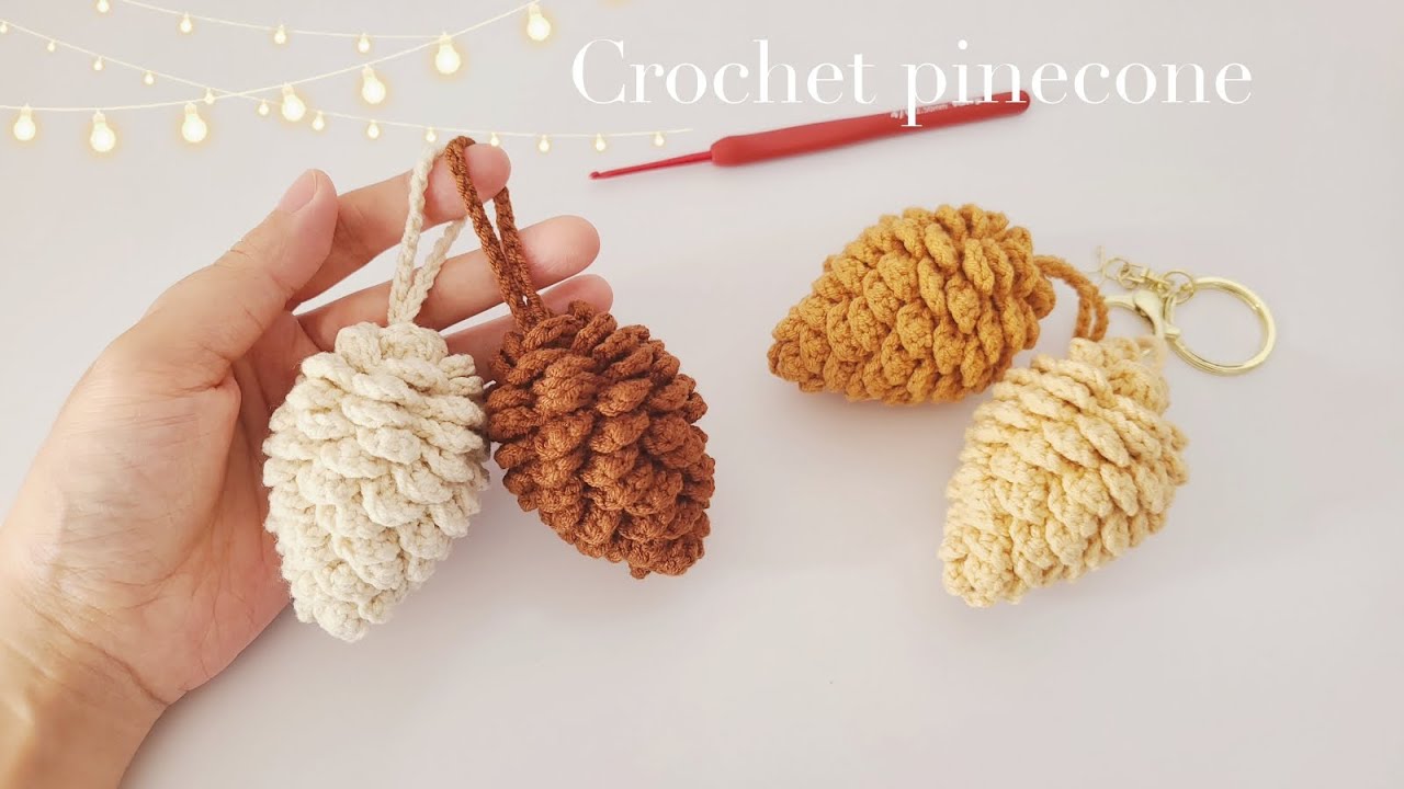 钩针松果挂饰：抢了松鼠的果子，还一个毛线的给他吧