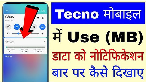 How to show data usage (MB) in Tecno mobile on notification bar. Show data usage in Tecno phone