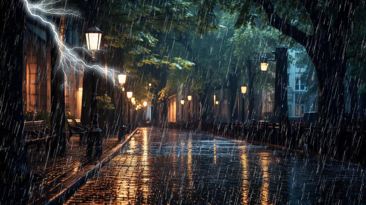 Sonido de lluvia y truenos en carretera por la noche - Ruido blanco ...