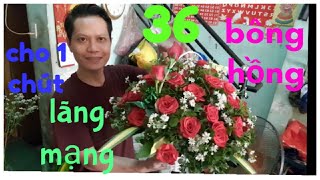 Hướng dẫn cắm hoa# Làm giỏ hoa hồng 36 bông. Theo đơn của anh trai tặng sinh nhật vợ yêu lần thứ 36.