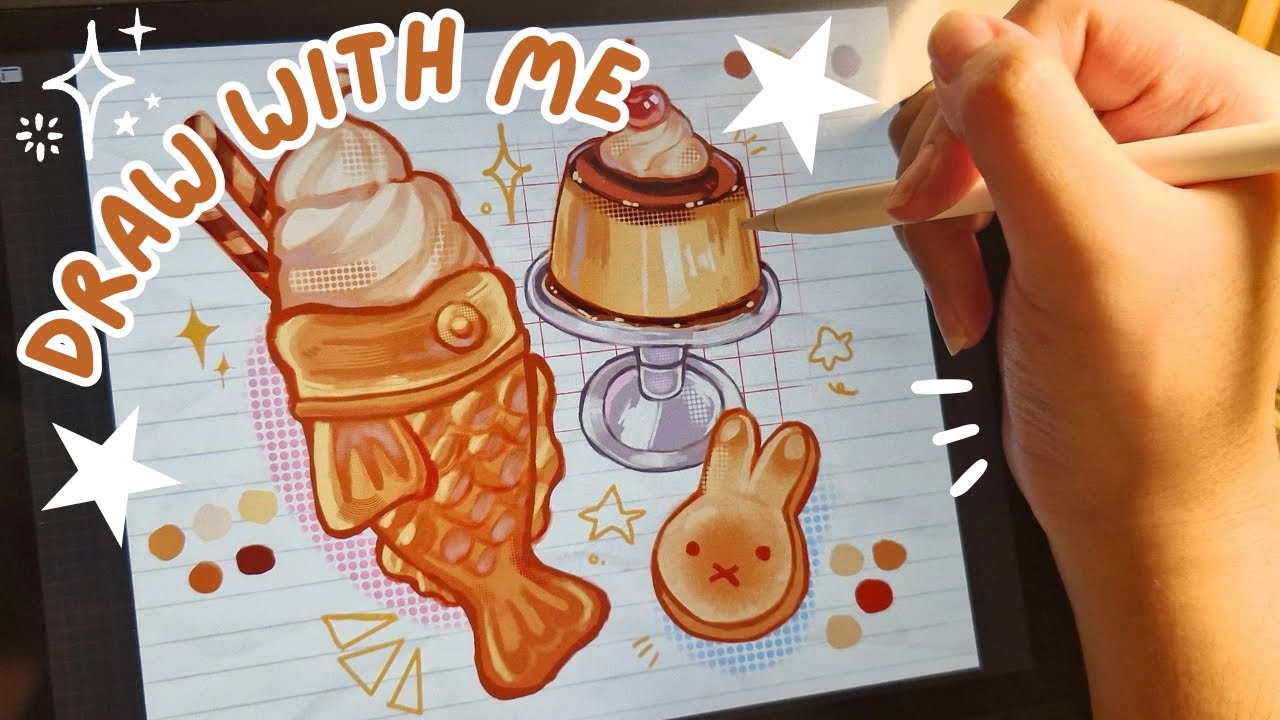 Draw with me 🍮⭑.ᐟ Procreate, using ipad, my digital art process ｡⁠*ﾟ ...