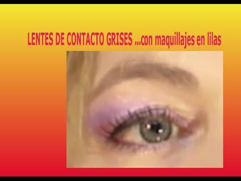 manualidades raudales LENTES contacto gris con maquillaje en lila