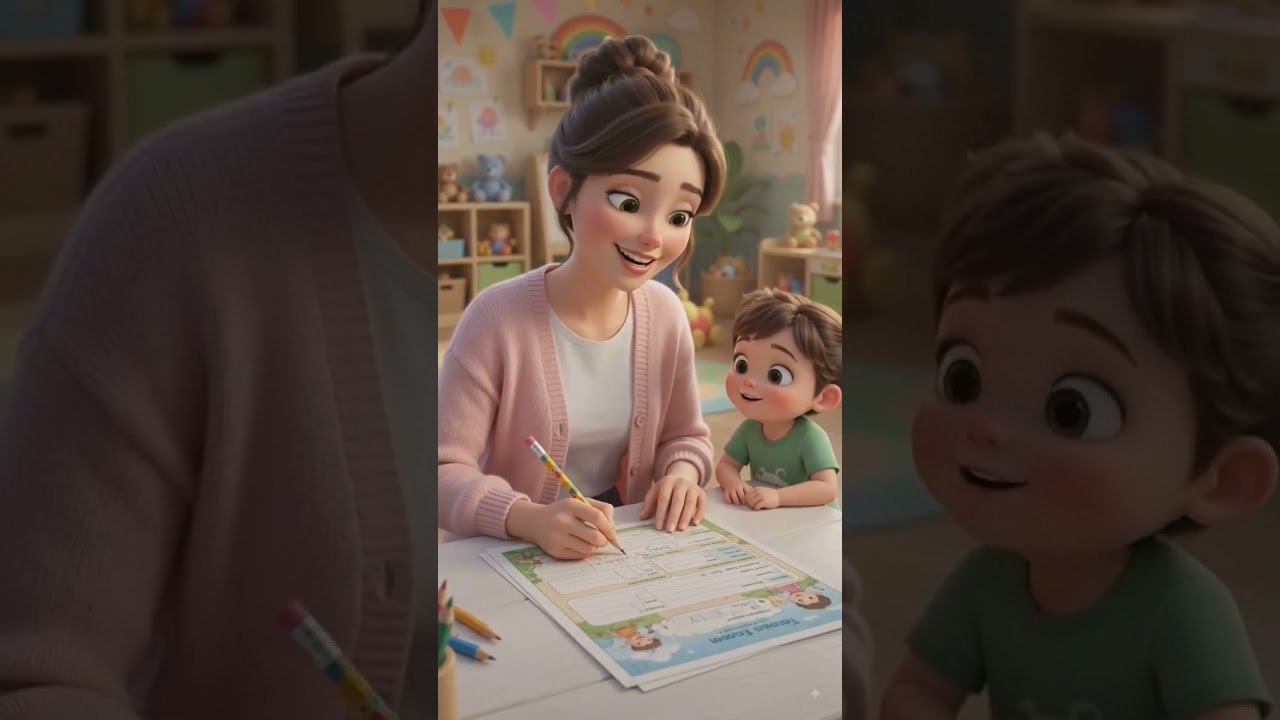 Mother Teaching Her Two Sons 📚❤️ | Cute Family Cartoon | YouTube Shorts