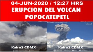  Erupción del Volcán Popocatépetl este 04 de Junio del 2020 // 12:27 hrs