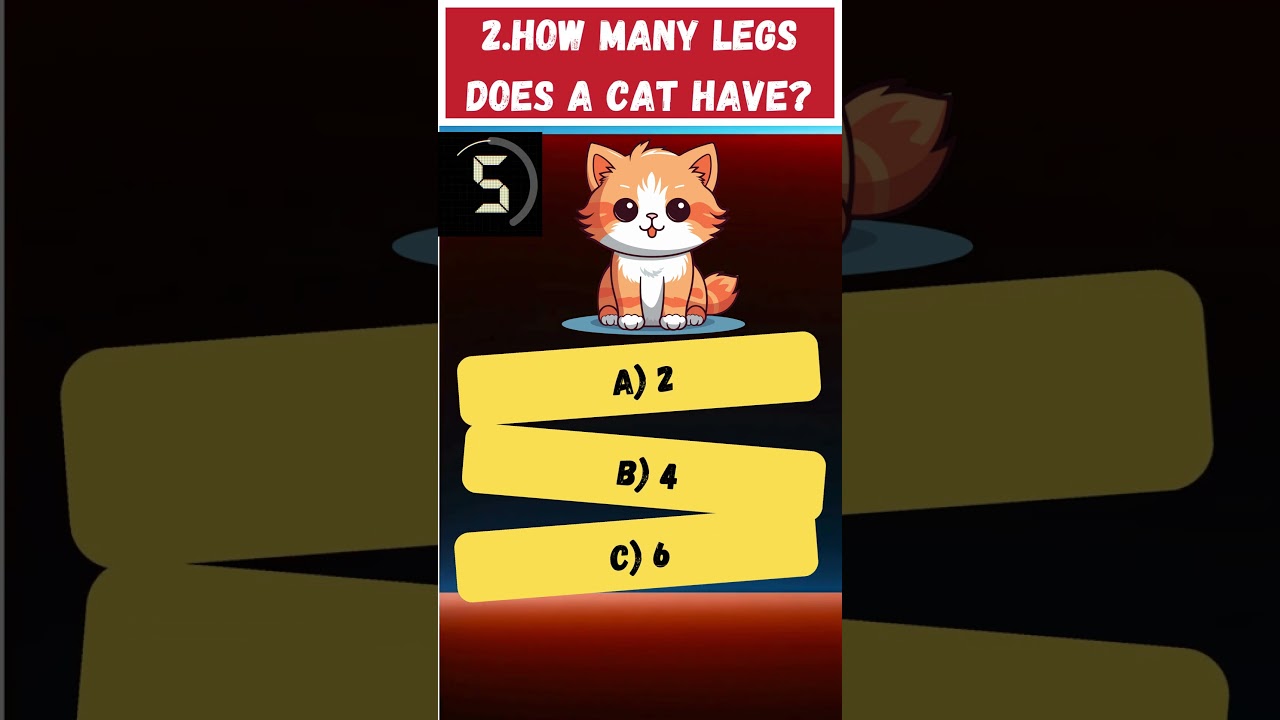 How many legs does a cat have ? #kidslearning,#kidsquiz,# quizforkids #preschoolerlearning