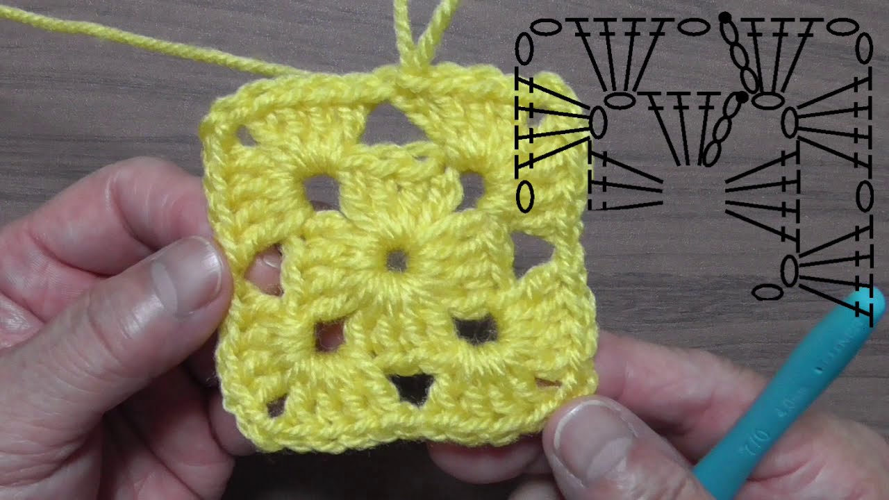 かぎ針編み 長編み4目のグラニースクエア 四角モチーフの編み方 Crochet Granny Square Crochet And Knitting Japan Youtube