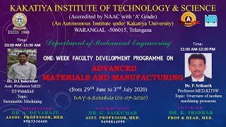 Day-3 One week FDP on ADVANCED  MATERIALS AND MANUFACTURING (part-1)