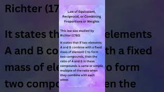 Law of Equivalent, Reciprocal, or Combining Proportions or Weights #class11 #class12 #science #yt