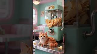 cat eating chips from machine.  #ai #animals #comedy