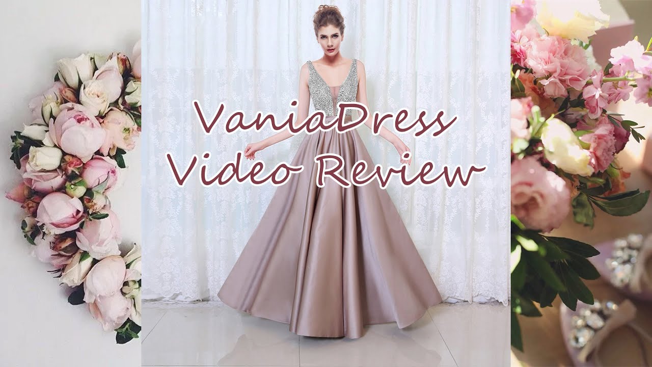 Bridesmaid Dress丨 A-Line V-Neck Rhinestone & Beading Satin Prom Dress 303DS– VaniaDress