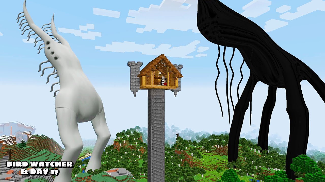 SURVIVING FROM BIRD WATCHER AND DAY 17 COMBO in Minecraft - Gameplay - Coffin Meme