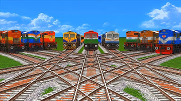 9 Colorful Trains Crazy Crossing On Nine Branch Sharp Bend Railroad Track #51 | Train BeamNG.Drive