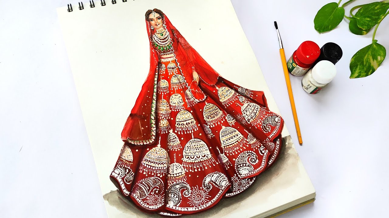 lehenga fashion design sketches of indian wedding dresses