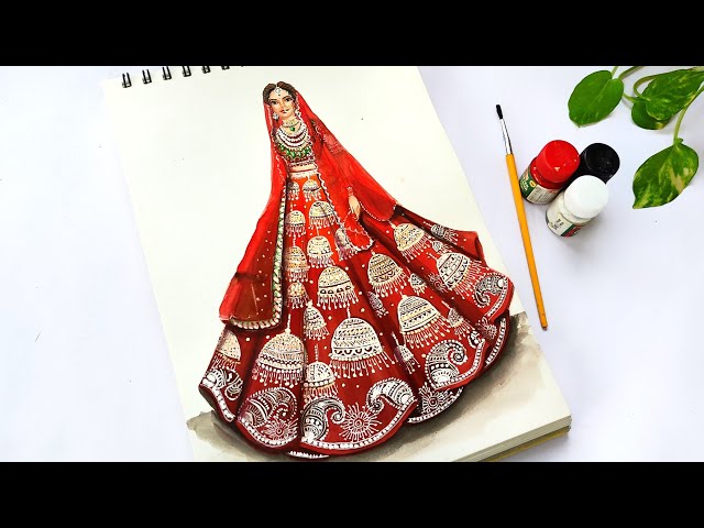 Indian fashion illustration dress drawings by Srabani - Trendy Art Ideas