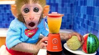 Bebé Mono Bonbon Compra Fruta Rica Y Dulce Y Limpia La Casa Con Sus Amigos - MONO BONBON ESP
