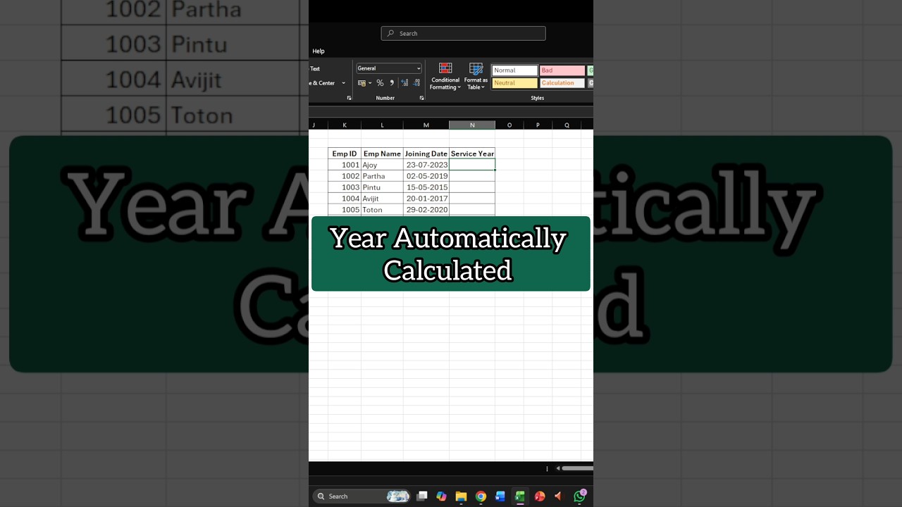 Years Automatically Calculated 
