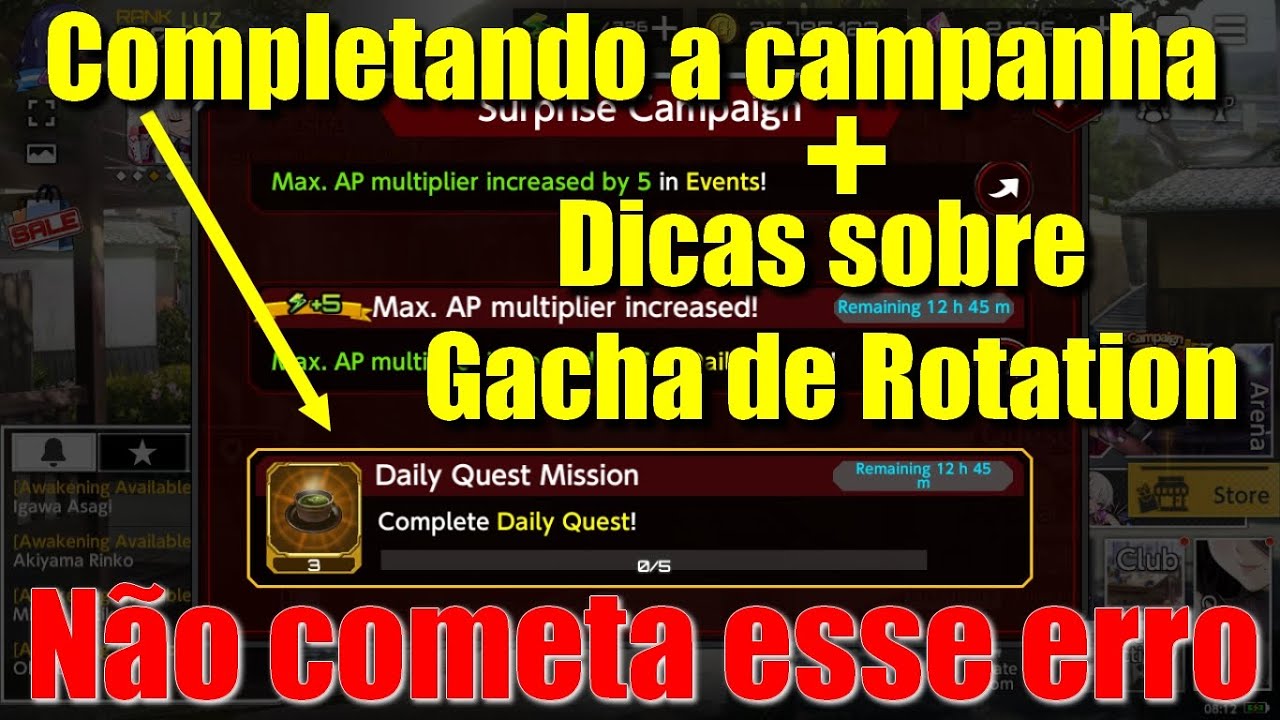 Dicas de como completar a Campanha e rodar o Gacha Rotation. - YouTube