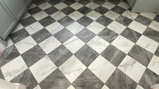 Checkered pattern porcelain Tile floor #tile #checkered