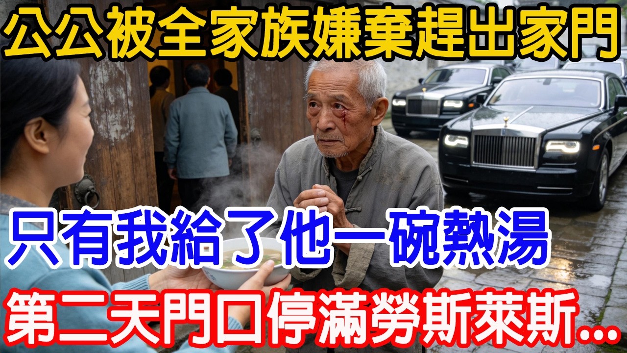 【一口氣看完】公公被全家族嫌棄趕出家門，只有我給了他一碗熱湯。第二天門口停滿勞斯萊斯，公公掏出百億地契：「好兒媳，這座島是你的了！」#故事樹洞 #故事頻道 #情感故事 #原創