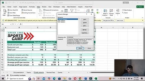 Green Lake Sports Camp Excel Module 9 Sam Project