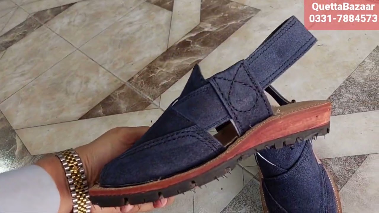 Blue Sabir Original Norozi Chappal Handmade Double Sole By QuettaBazaar