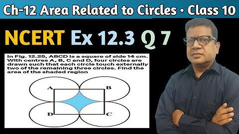 In figure ABCD is a square of side 14 cm With centres A B C and D four circles are drawn such that
