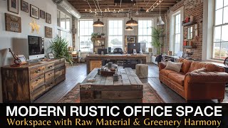Aesthetic Modern Rustic Office Space Interior Design with Natural Raw Material & Greenery Harmony