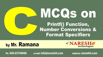 Learn Printf() function, Number Conversions and Format Specifiers in C | C MCQs and Answers
