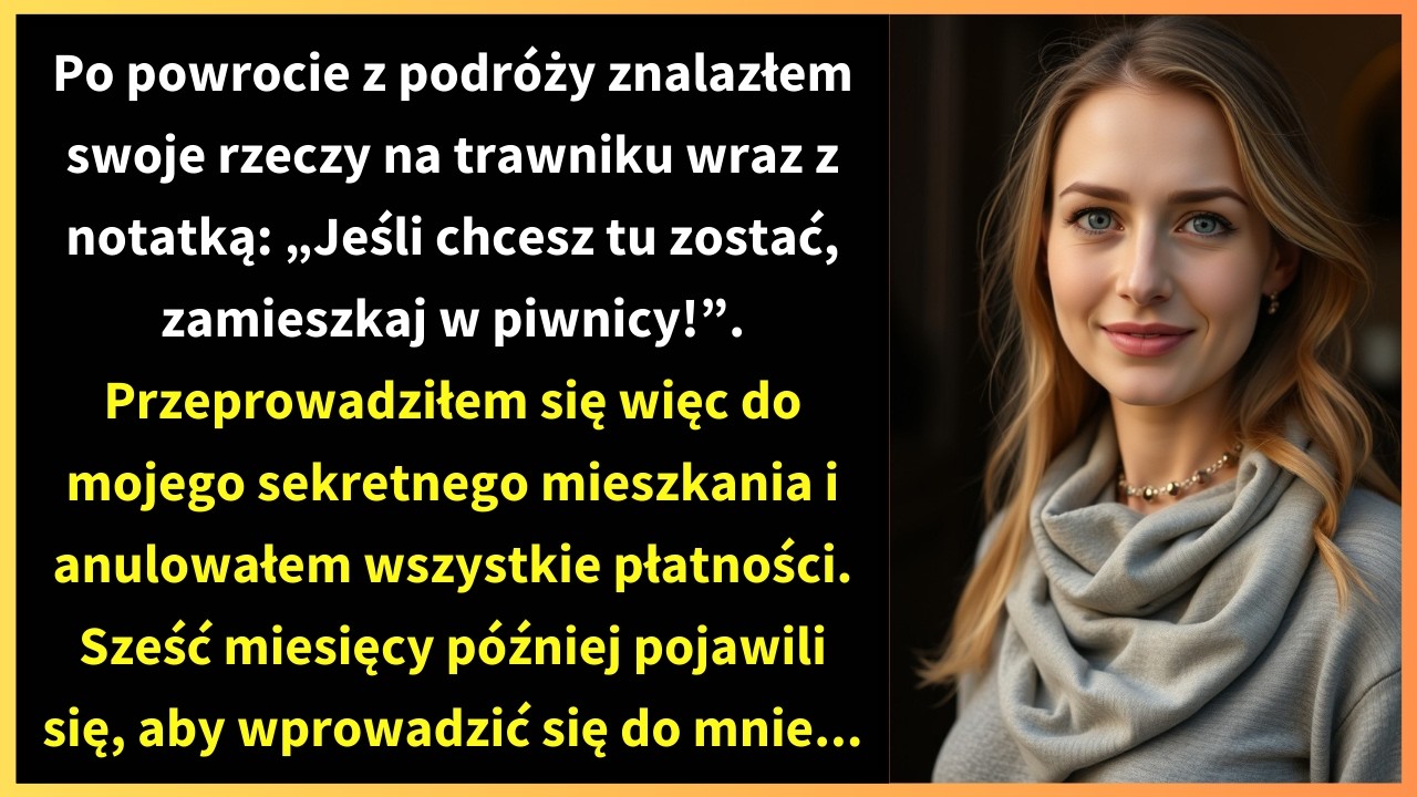 Po powrocie z podróży znalazłem swoje rzeczy na trawniku wraz z notatką: „Jeśli chcesz tu zostać,