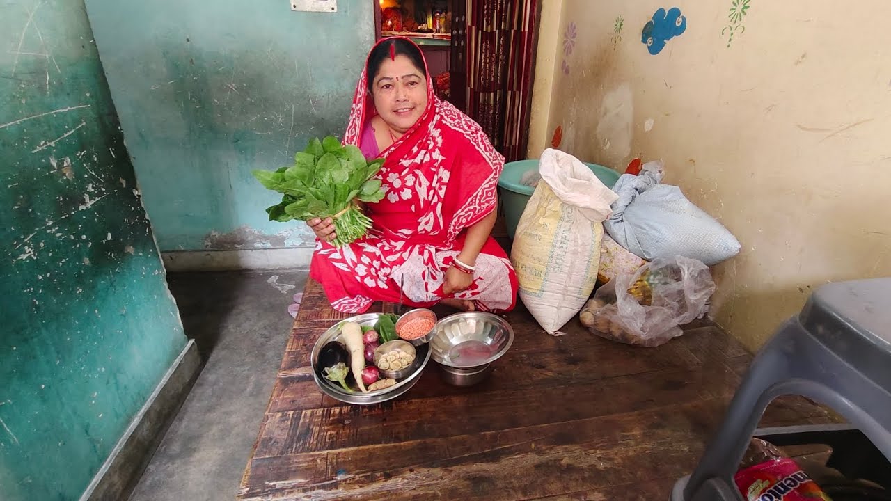 মসুর ডাল দিয়ে পালং স্যাগ আর মাছের মাথা দিয়ে পালং স্যাগ এর ঘনত্ব #viralvideo 