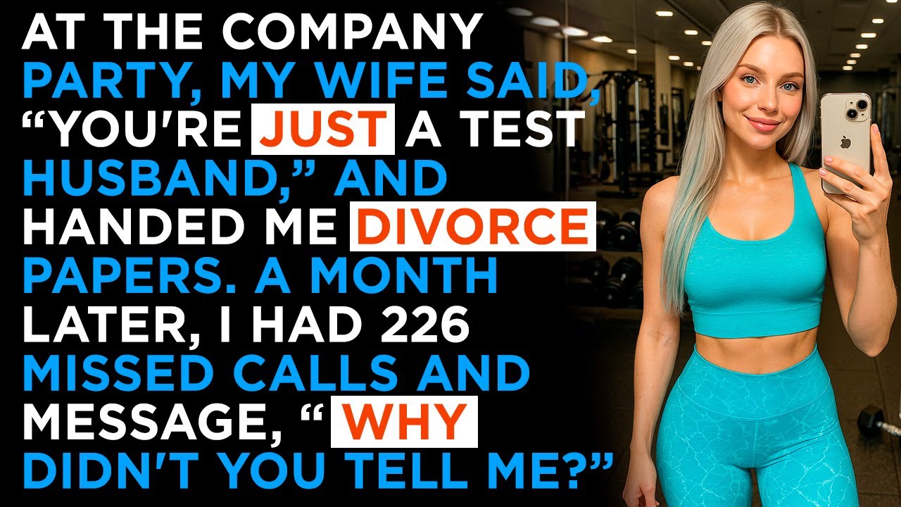 At the company party, my wife said, “You're just a test husband,” and handed me divorce...