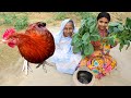 Red Country Chicken & Farm Fresh BOK CHOY recipe Cooking by Limu & Grandmother Village Cooking Style