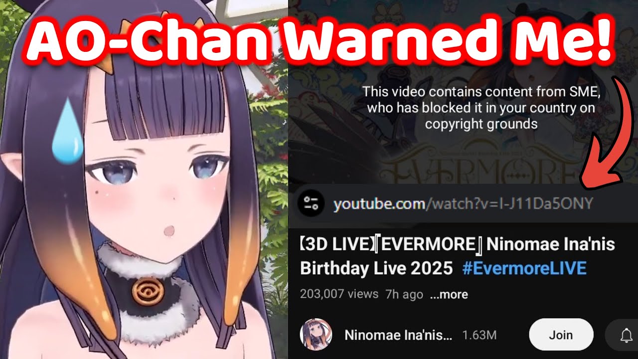 Ina Realizing Something When SONY Blocked Her Birthday 3D Stream (Hololive)