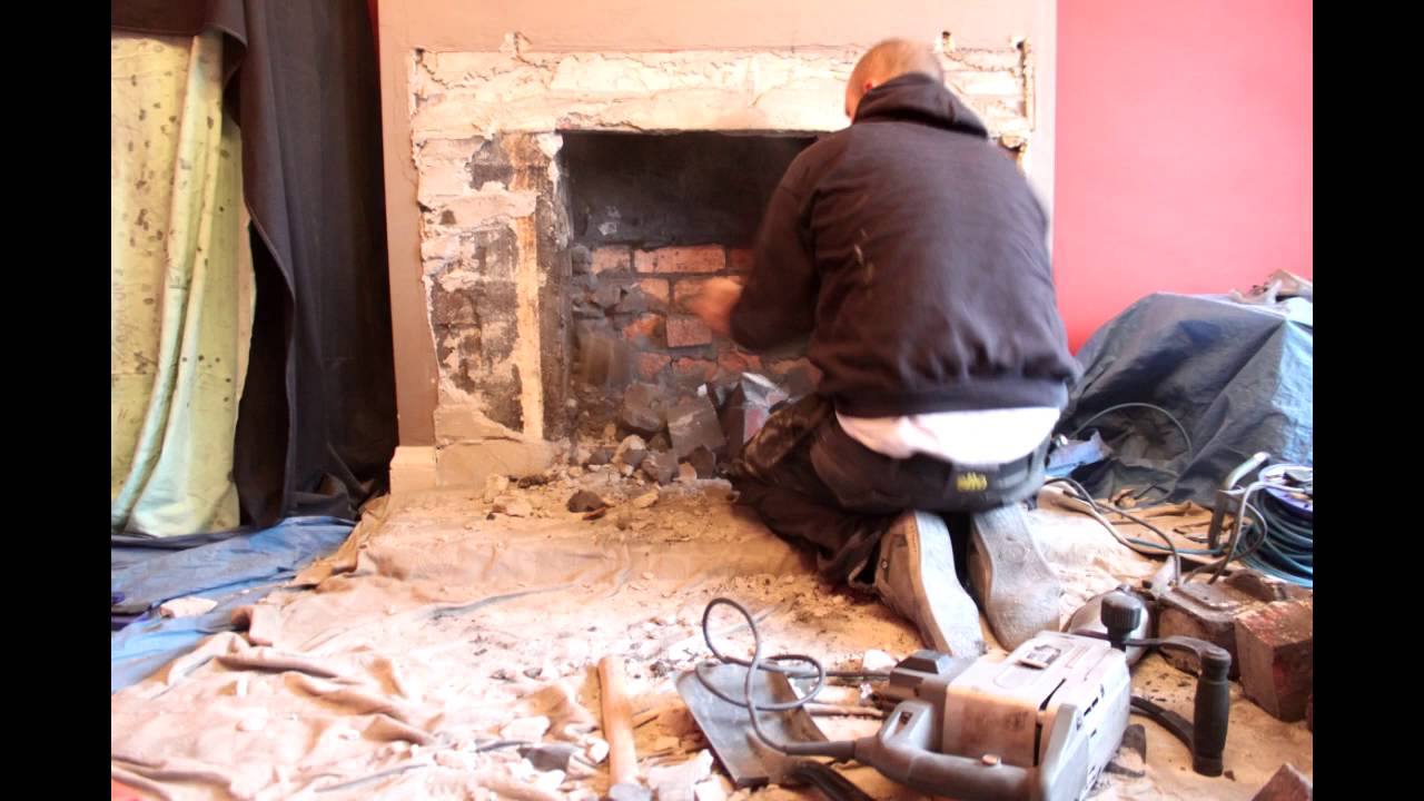 Fireplace breakout and installation of Morso 04