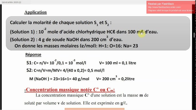 Cours Ts Chimie Degre De Purete D Un Cristal En Ethanoate De Sodium Youtube