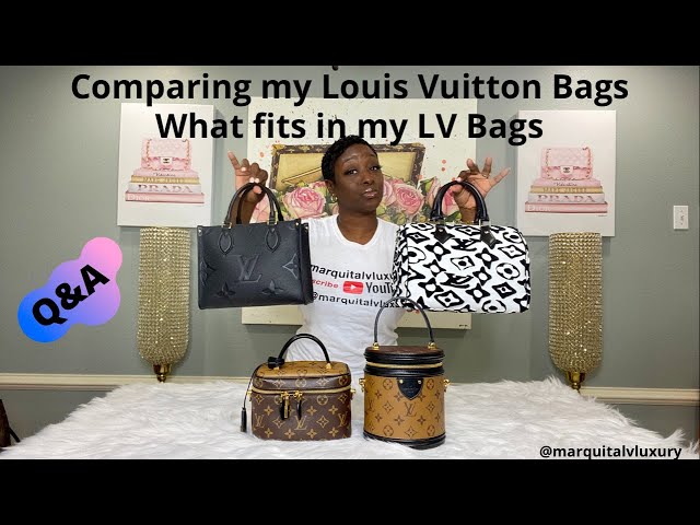 COMPARING LV PETITE BOITE CHAPEAU V LV CANNES BAG - Close up, what fits,  mod shots, most versatile 