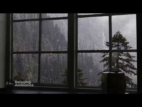 Rain Sound On Window With Thunder Sounds Heavy For Sleep Study And Relaxation Meditation