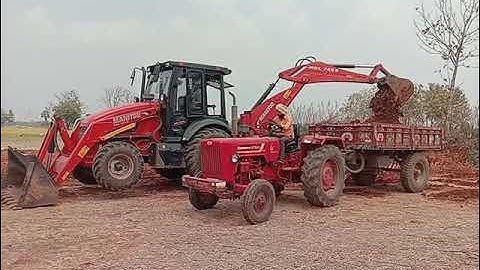 JCB 3dx Backhole loading mud in Mahendra tractor Video Part-19 || JCB 3DX VIDEO || SRIKANTH SSLC