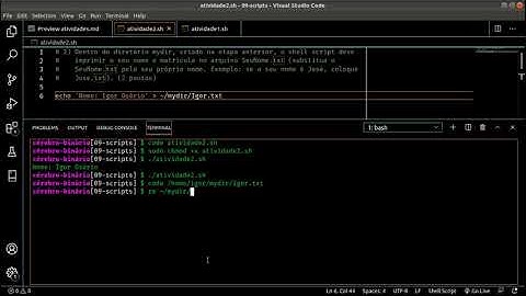 Shell Script - Atividade 2 - Criando arquivo e escrevendo texto